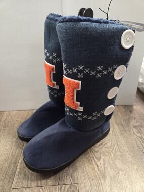 Campus Footnotes NWT Illinois Fighting Illini Boots Navy Tall Sweater 9/10